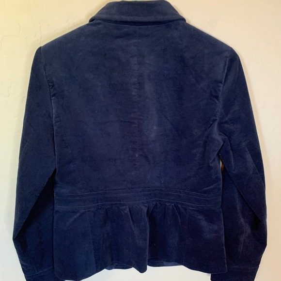 Talbots | Navy Blue Suede-Feel Jacket 77% Cotton Size 4 - Picture 6 of 8